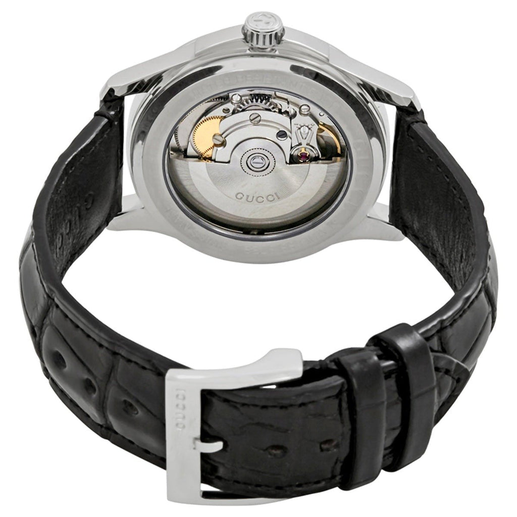 Gucci G Timeless Automatic Black Dial Black Leather Strap Watch For Women - YA126469 Buy Now By Gucci