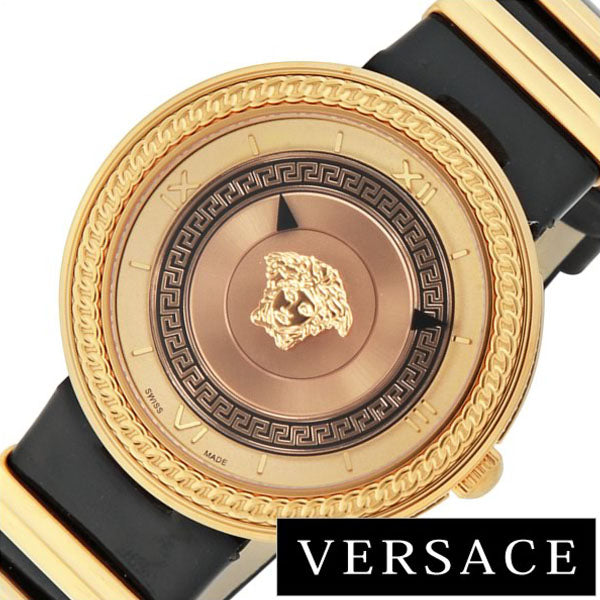 Versace V Metal Icon Gold Dial Black & Silver & Gold Strap Watch for Women - VLC020014 Buy Now By Versace