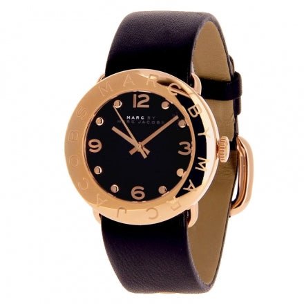 Marc Jacobs Amy Black Dial Black Leather Strap Watch for Women - MBM1225 Buy Now By Marc Jacobs