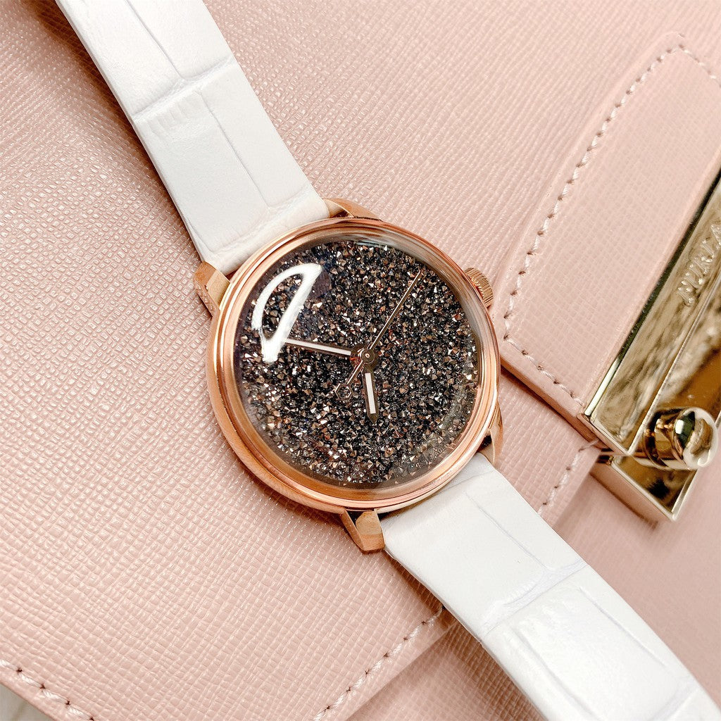 Swarovski Crystalline Hours Quartz Grey Dial Black Leather Strap Watch for Women - 5344635 Buy Now By Swarovski