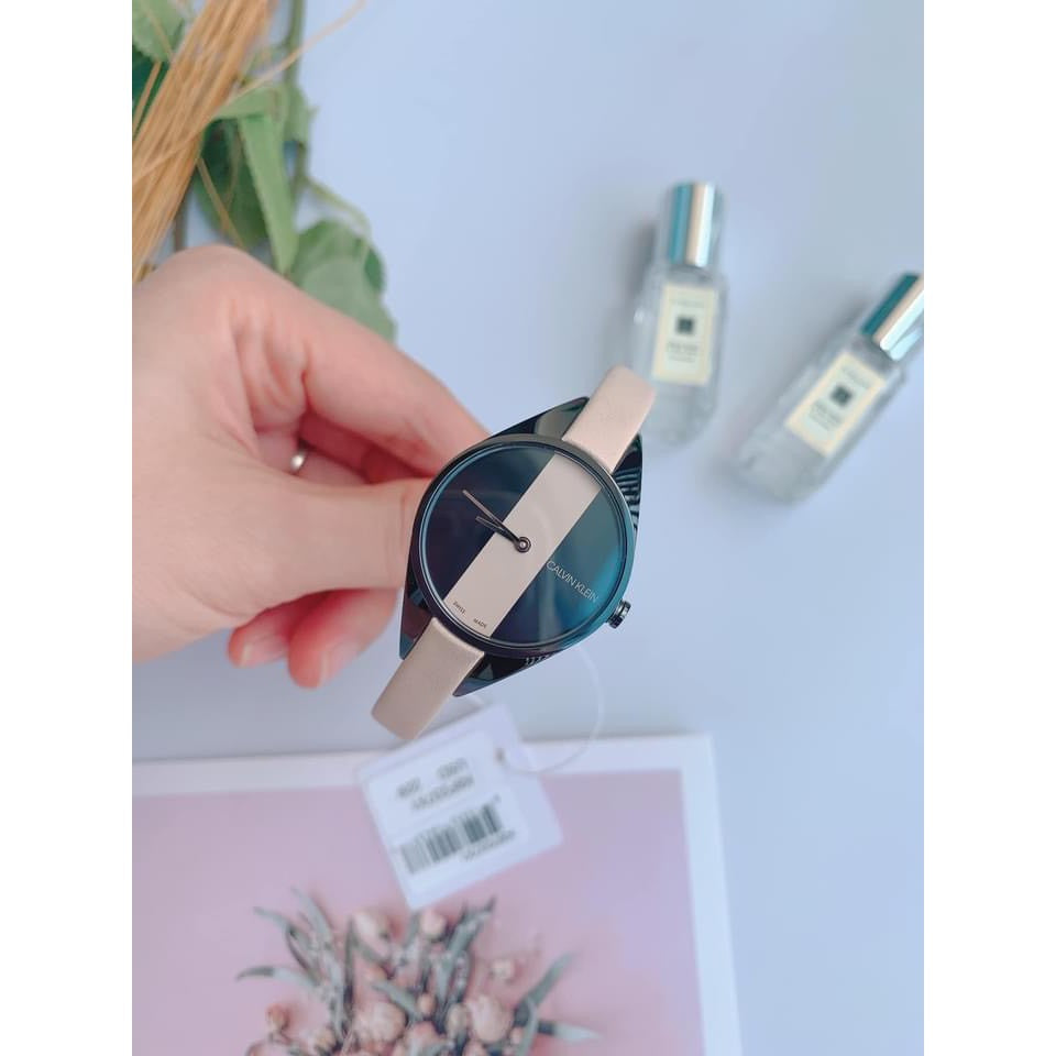 Calvin Klein Rebel Cream Black Dial Cream Leather Strap Watch for Women - K8P237X1 Buy Now By Calvin Klein