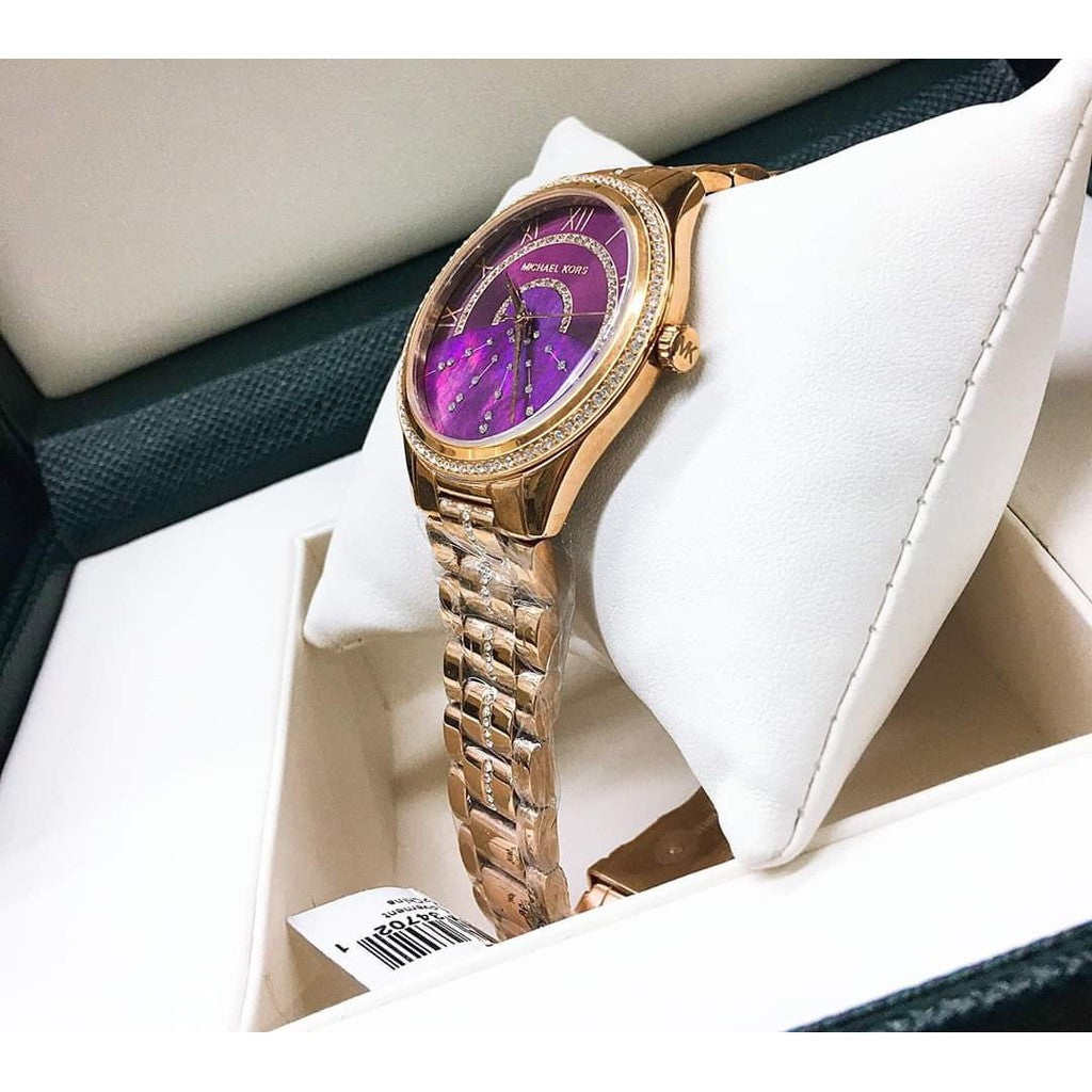 Michael Kors Lauryn Pink Dial Rose Gold Steel Strap Watch for Women - MK3722 Buy Now By Michael Kors