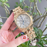 Bulova Multifunction White Dial Gold Steel Strap Watch for Men - 97C105 Buy Now By Bulova