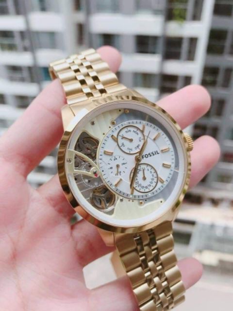 Fossil Townsman Chronograph Skeleton Gold Dial Gold Steel Strap Watch for Men - ME1137 Buy Now By Fossil