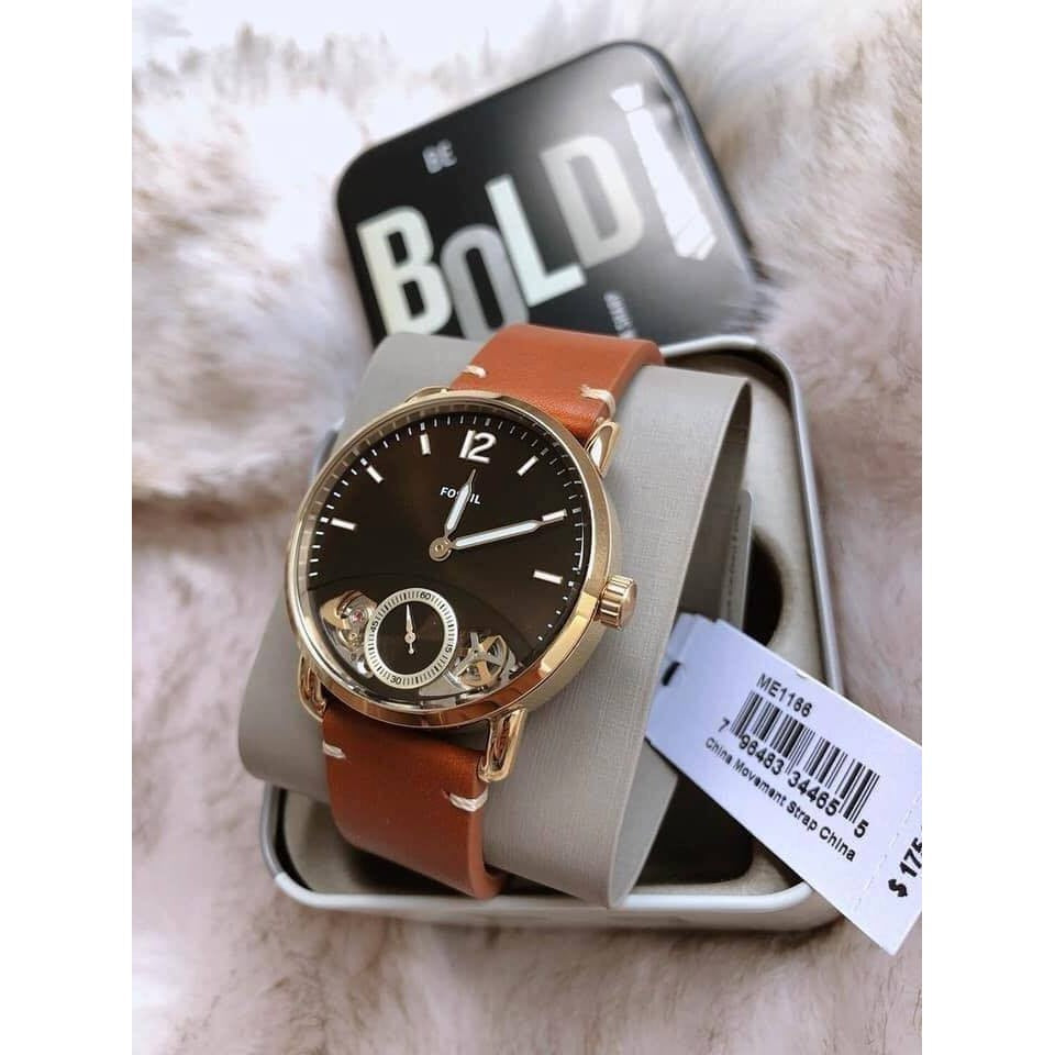 Fossil The Commuter Twist Black Dial Brown Leather Strap Watch for Men - ME1166 Buy Now By Fossil