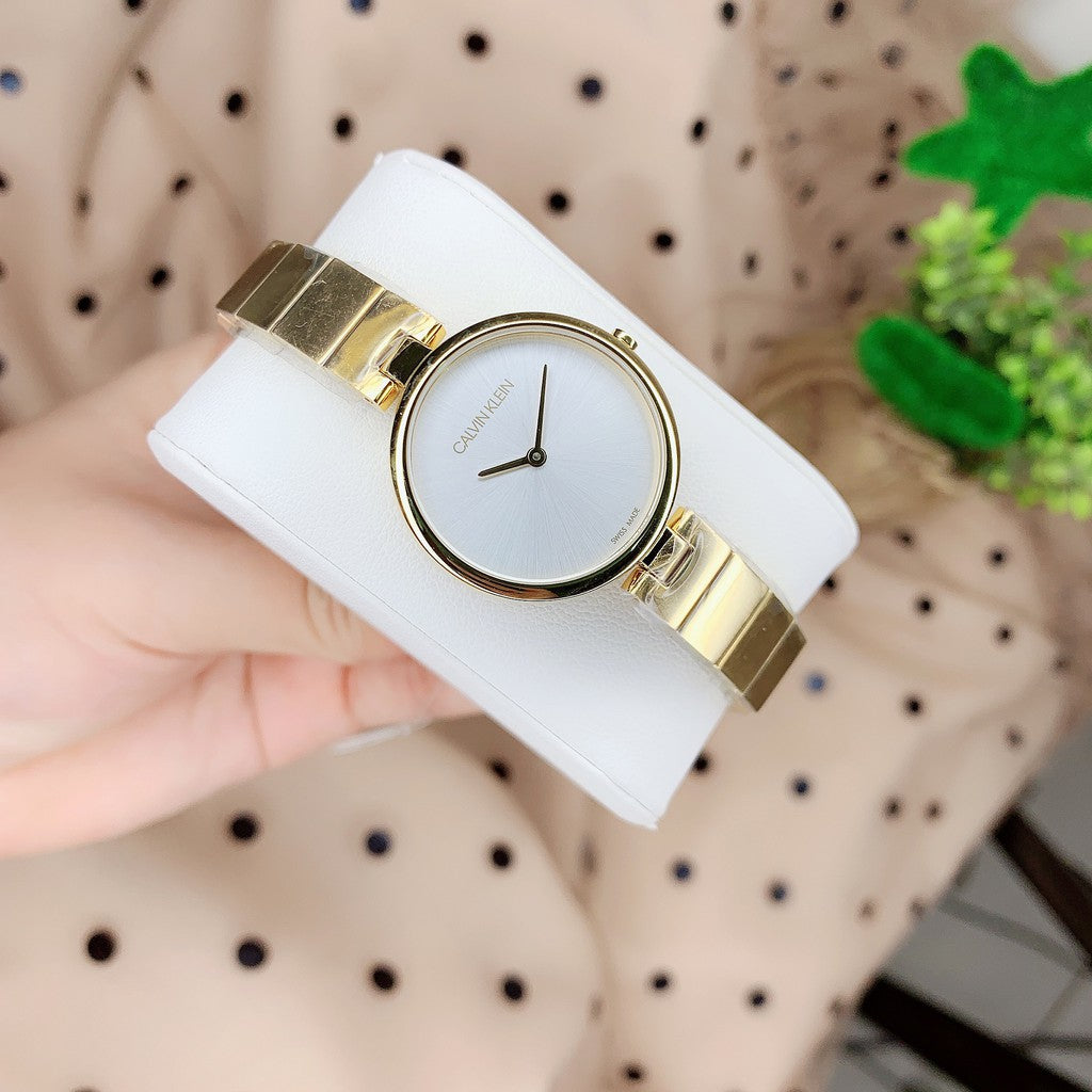 Calvin Klein Authentic Silver Dial Gold Steel Strap Watch for Women - K8G23546 Buy Now By Calvin Klein