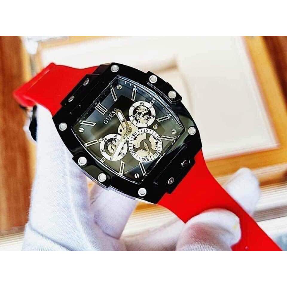Guess Phoenix Multifunction Black Dial Red Rubber Strap Watch for Men - GW0203G4 Buy Now By Guess