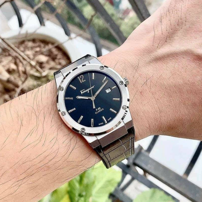 Salvatore Ferragamo F-80 Classic Black Dial Black Leather Strap Watch for Men - SFDT00219 Buy Now By Salvatore Ferragamo