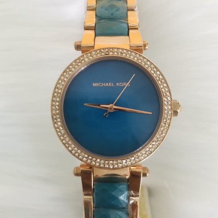 Michael Kors Parker Blue Mother of Pearl Dial Two Tone Steel Strap Watch for Women - MK6491 Buy Now By Michael Kors