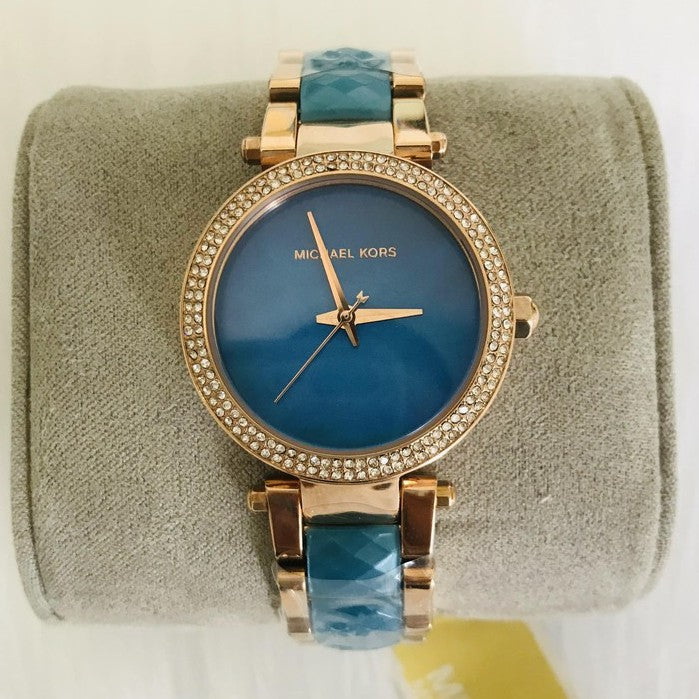 Michael Kors Parker Blue Mother of Pearl Dial Two Tone Steel Strap Watch for Women - MK6491 Buy Now By Michael Kors
