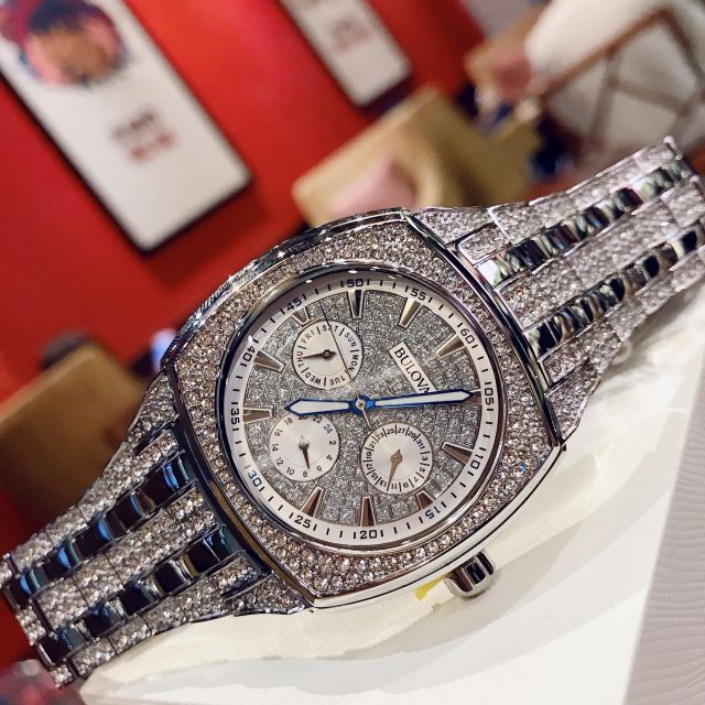 Bulova Crystal Collection Phantom Silver Dial Silver Steel Strap Watch for Men - 96C002 Buy Now By Bulova