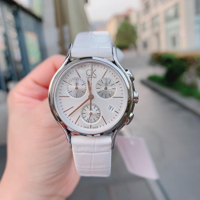 Calvin Klein Skirt White Dial White Leather Strap Watch for Women - K2U291L6 Buy Now By Calvin Klein