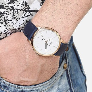 Fossil The Minimalist Slim White Dial Blue Leather Strap Watch for Men - FS5371 Buy Now By Fossil