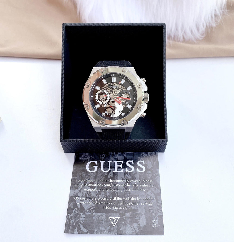 Guess Third Grear Multi Function Black Dial Black Rubber Strap Watch for Men- GW0334G1 Buy Now By Guess