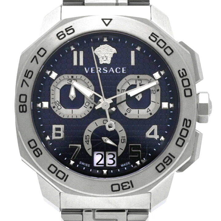 Versace Dylos Chronograph Blue Dial Silver Steel Strap Watch for Men - VQC090016 Buy Now By Versace