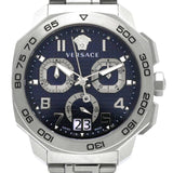 Versace Dylos Chronograph Blue Dial Silver Steel Strap Watch for Men - VQC090016 Buy Now By Versace