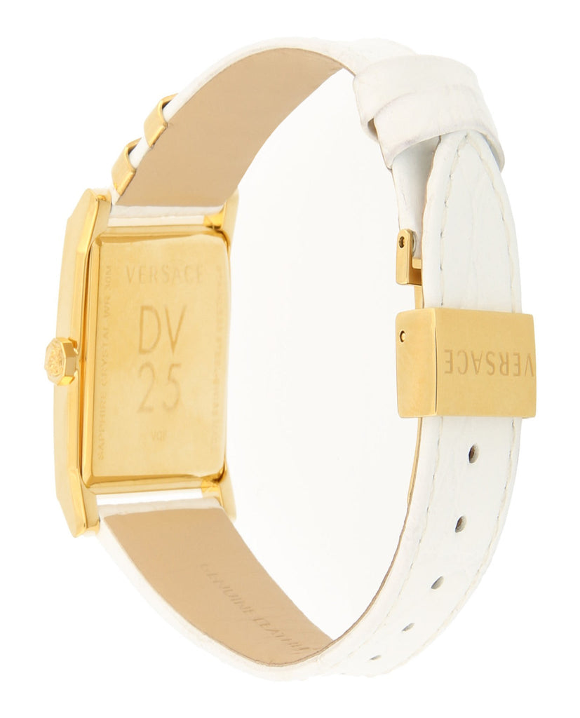 Versace DV25 Diamonds White Dial White Leather Strap Watch For Women - VQF060015 Buy Now By Versace