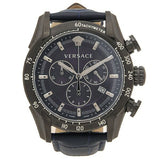 Versace V-Ray Chronograph Quartz Blue Dial Black Leather Strap Watch For Men - VEDB00418 Buy Now By Versace