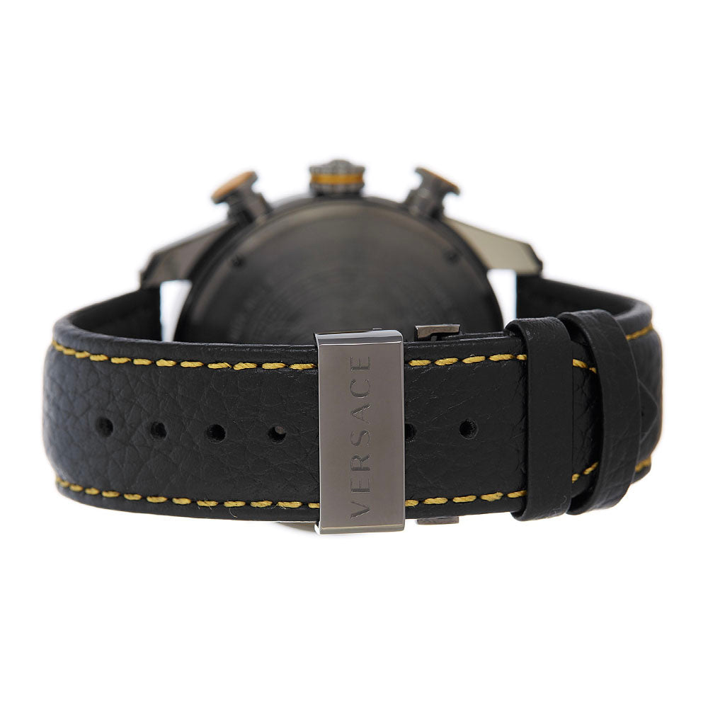 Versace V Ray Chronograph Grey Dial Black Leather Strap Watch for Men - VDB020014 Buy Now By Versace