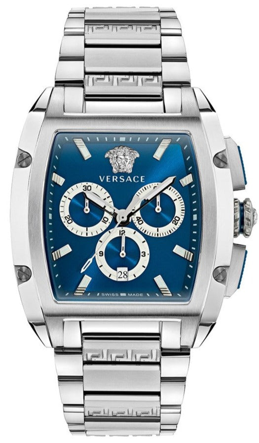 Versace Dominus Chronograph Blue Dial Silver Steel Strap Watch For Men - VE6H00423 Buy Now By Versace