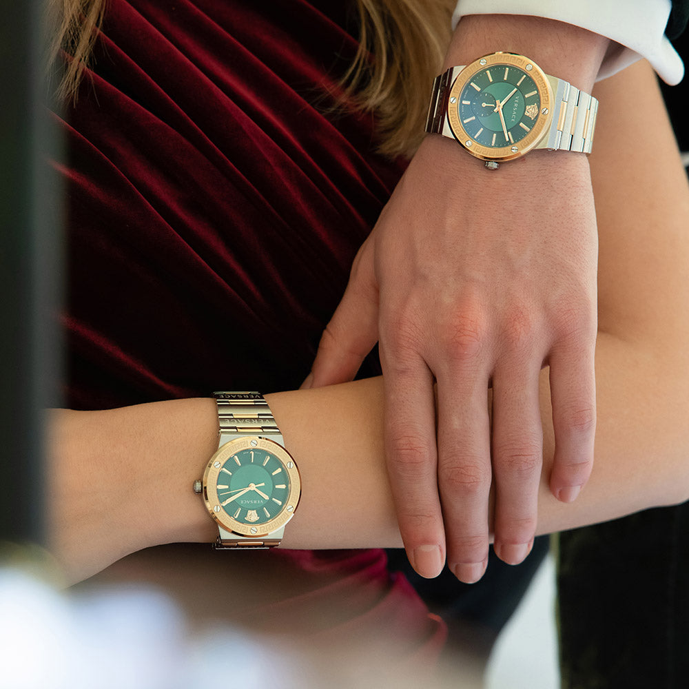 Versace Hellenyium Quartz Green Dial Silver Steel Strap Watch For Men - VEVK00420 Buy Now By Versace