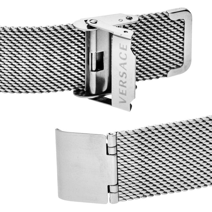 Versace V-Circle Silver Dial Silver Mesh Bracelet Watch for Men - VBQ060017 Buy Now By Versace