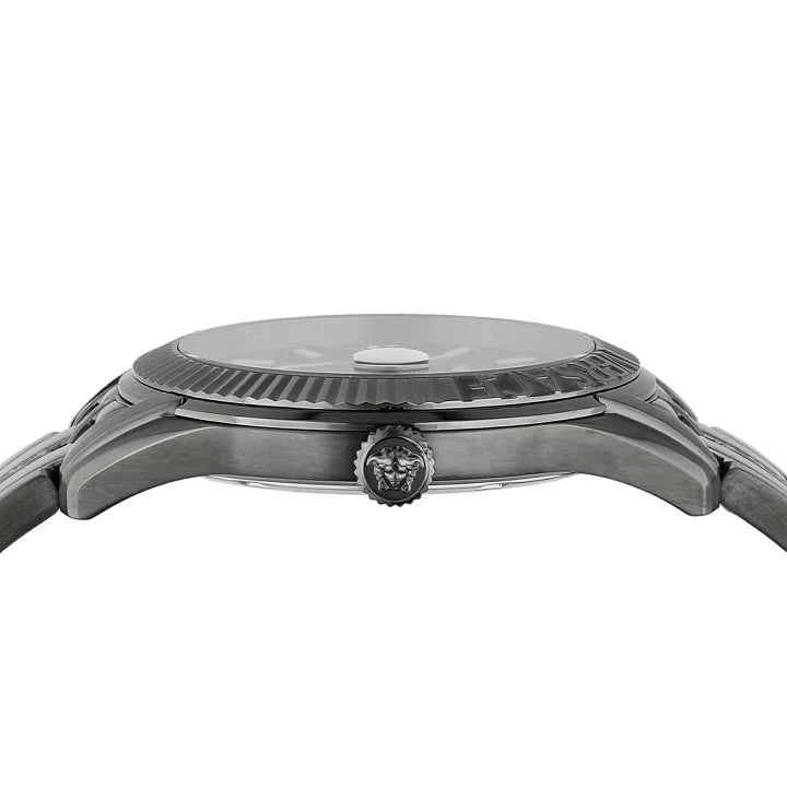 Versace Greca Time Quartz Black Dial Grey Steel Strap Watch for Men - VE3K00622 Buy Now By Versace