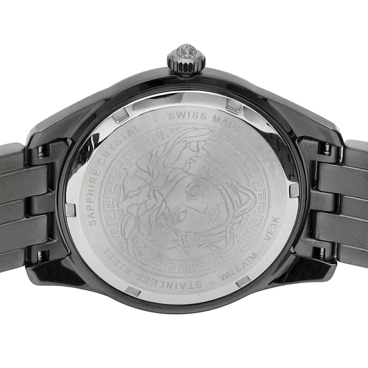 Versace Greca Time Quartz Black Dial Grey Steel Strap Watch for Men - VE3K00622 Buy Now By Versace