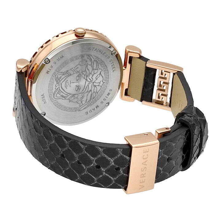 Versace Palazzo Empire Greca Black Dial Black Leather Strap Watch for Women - VEDV00719 Buy Now By Versace