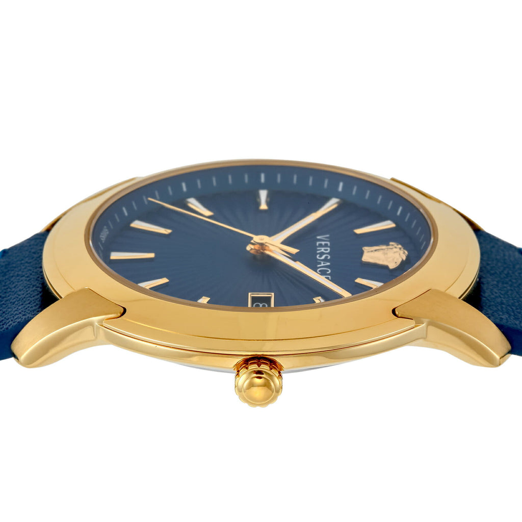 Versace V-Urban Quartz Blue Dial Blue Leather Strap Watch for Men - VELQ00319 Buy Now By Versace