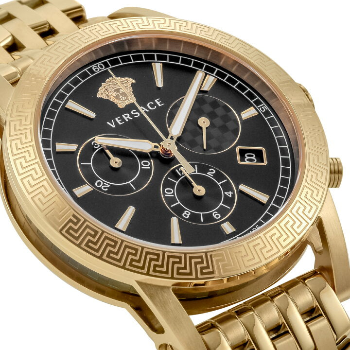 Versace Sport Tech Chronograph Black Dial Gold Steel Strap Watch for Men - VELT00419 Buy Now By Versace