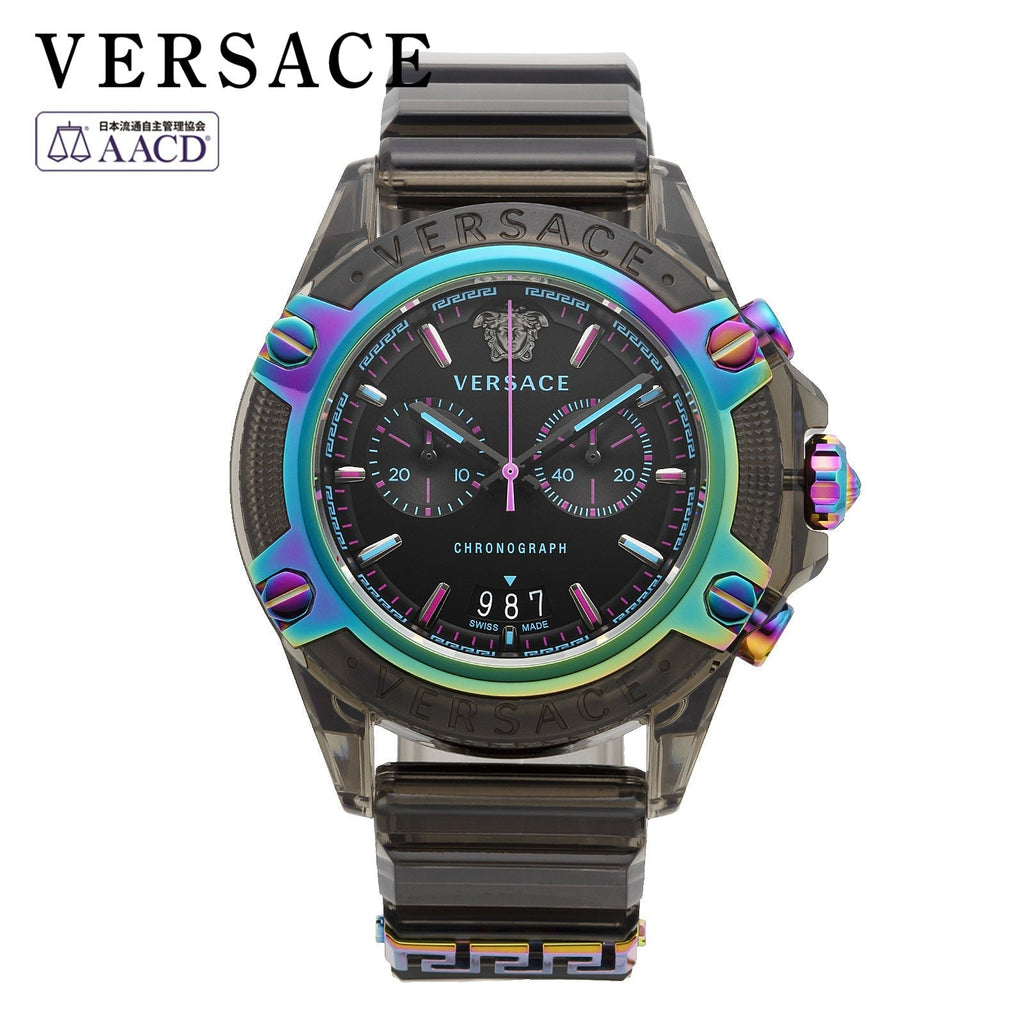 Versace Icon Active Chronograph Quartz Black Dial Black Steel Strap Watch For Men - VEZ701022 Buy Now By Versace