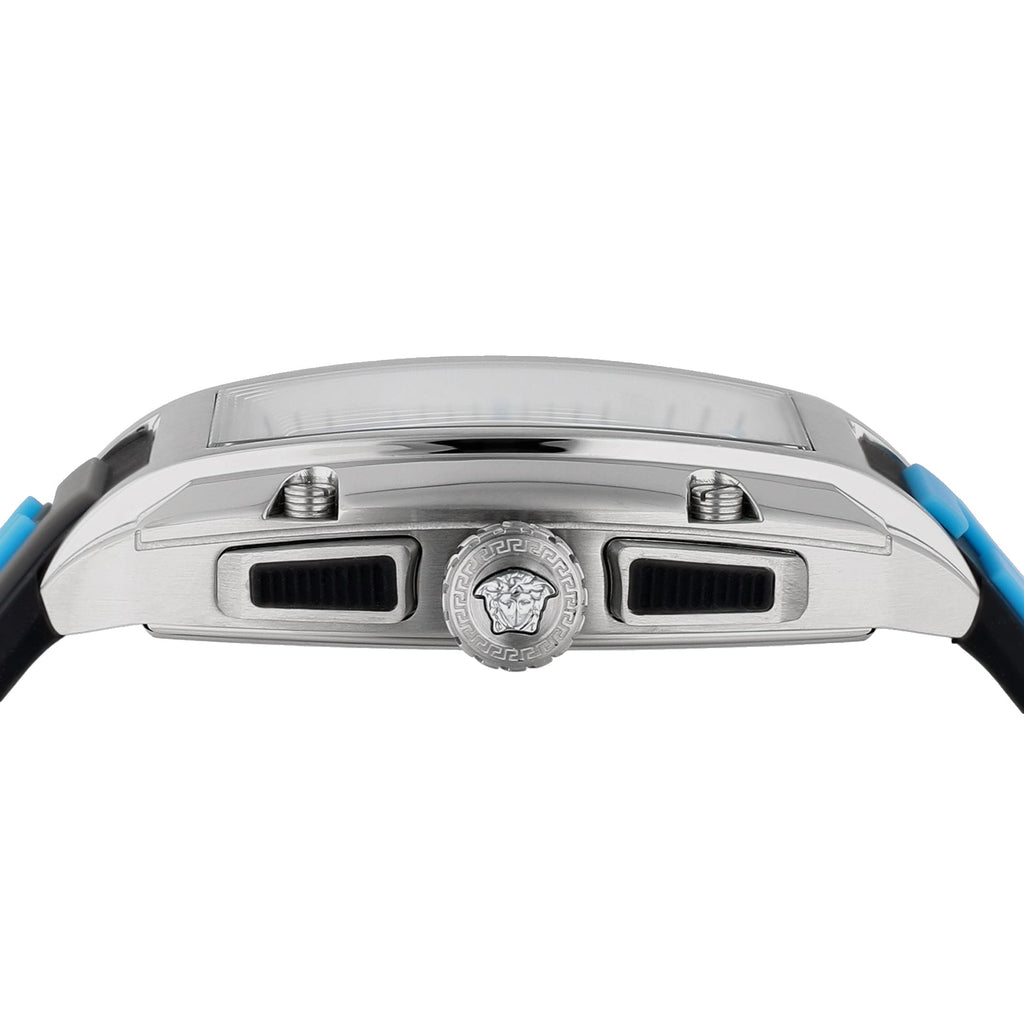 Versace Dominus Chronograph Silver Dial Black Rubber Strap Watch For Men - VE6H00123 Buy Now By Versace