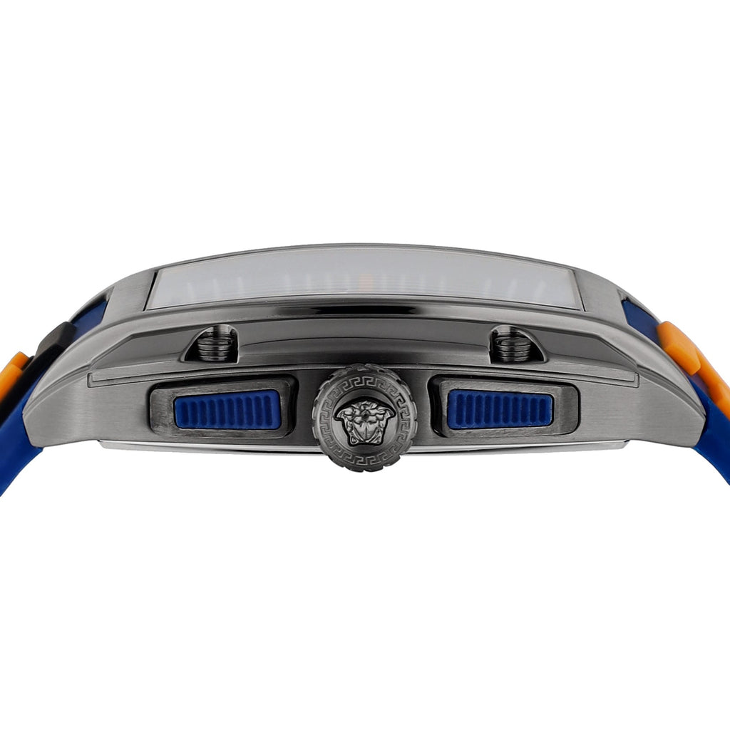 Versace Iconic Dominus Chronograph Blue Dial Blue Rubber Strap Watch For Men - VE6H00323 Buy Now By Versace