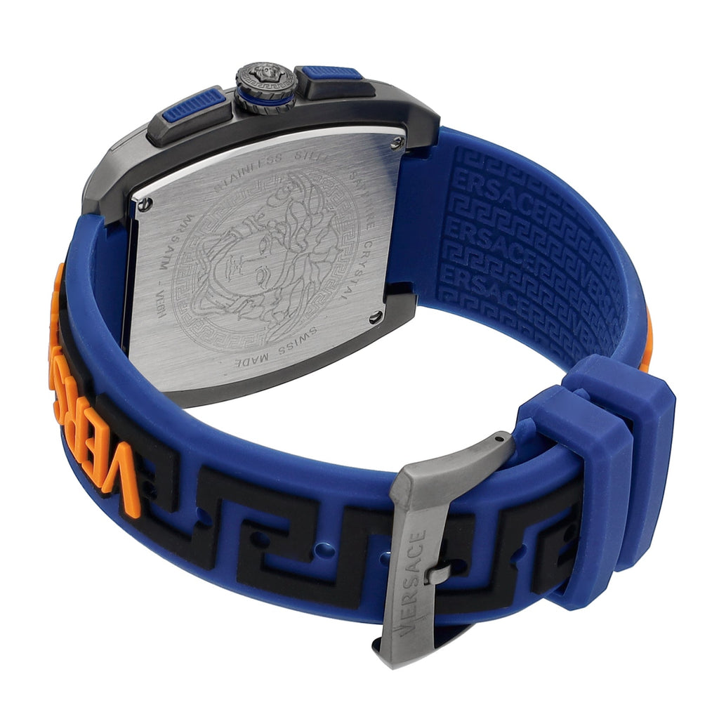 Versace Iconic Dominus Chronograph Blue Dial Blue Rubber Strap Watch For Men - VE6H00323 Buy Now By Versace