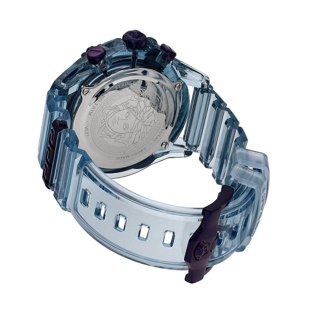 Versace Icon Active Chronograph Purple Dial Blue Silicone Strap Watch For Men - VEZ701523 Buy Now By Versace