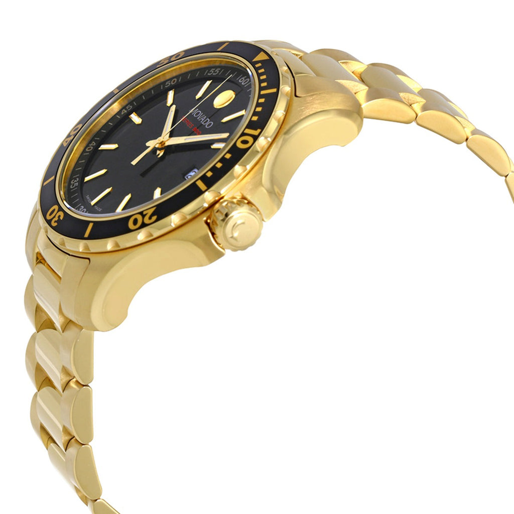 Movado Series 800 Black Dial Gold Steel Strap Watch For Men - 2600145 Buy Now By Movado