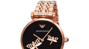 Emporio Armani Gianni T Bar Black Dial Rose Gold Steel Strap Watch For Women - AR11206 Buy Now By Emporio Armani