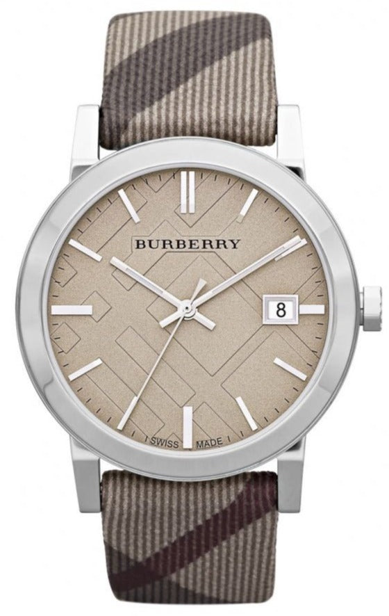 Burberry The City Beige Dial Chequered Brown Leather Strap Watch for Women - BU9029 Buy Now By Burberry