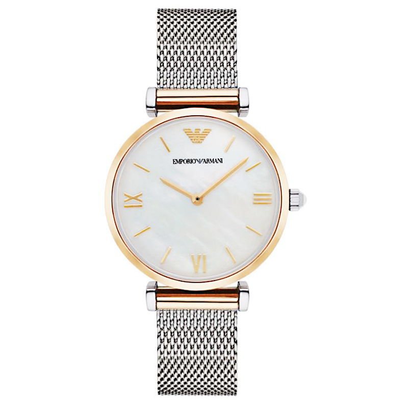 Emporio Armani Gianni T Bar Mother of Pearl Dial Silver Mesh Bracelet Watch For Women - AR2068 Buy Now By Emporio Armani