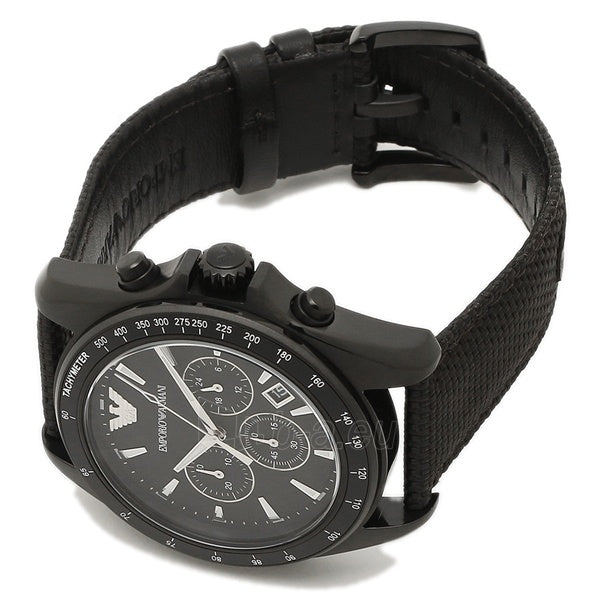Emporio Armani Sigma Chronograph Black Dial Black Leather Strap Watch For Men - AR6131 Buy Now By Emporio Armani
