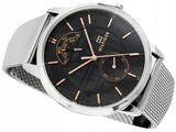 Tommy Hilfiger Hunter Quartz Black Dial Silver Steel Strap Watch for Men - 1791610 Buy Now By Tommy Hilfiger