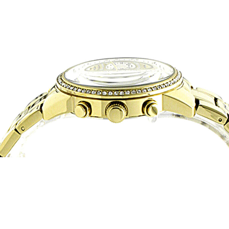 Guess Mini Sunrise Diamonds Silver Dial Gold Steel Strap Watch for Women - W0623L3 Buy Now By Guess