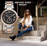 Michael Kors Skylar Black Dial Two Tone Steel Strap Watch for Women - MK5957 Buy Now By Michael Kors