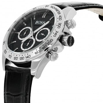 Hugo Boss Ikon Black Dial Black Leather Strap Watch for Men - 1513178 Buy Now By Hugo Boss