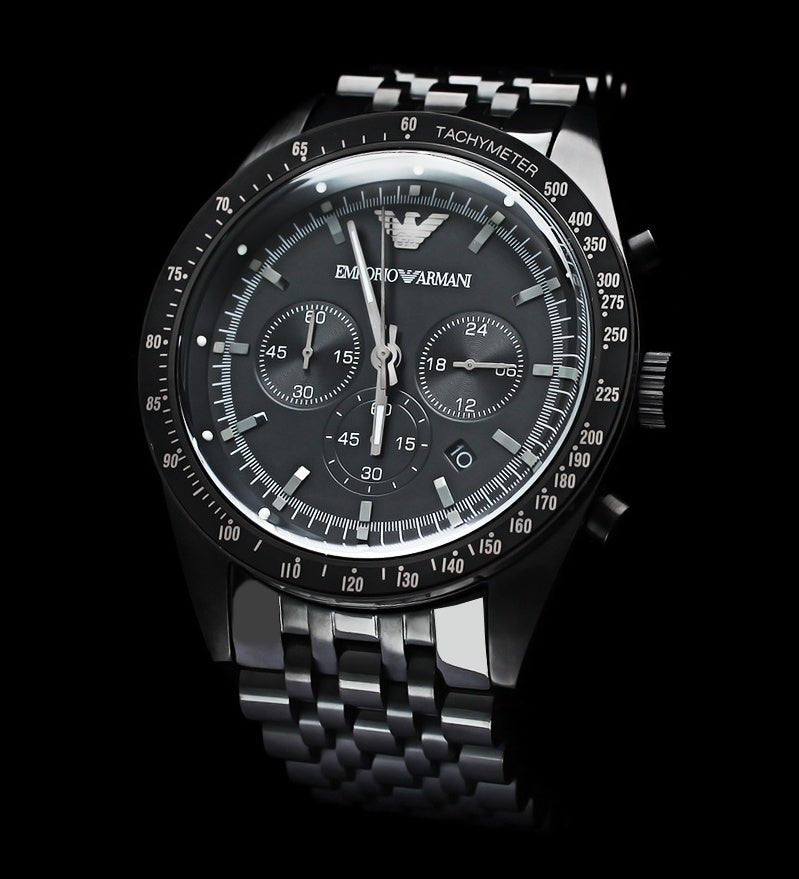 Emporio Armani Tazio Chronograph Black Dial Black Steel Strap Watch For Men - AR5989 Buy Now By Emporio Armani