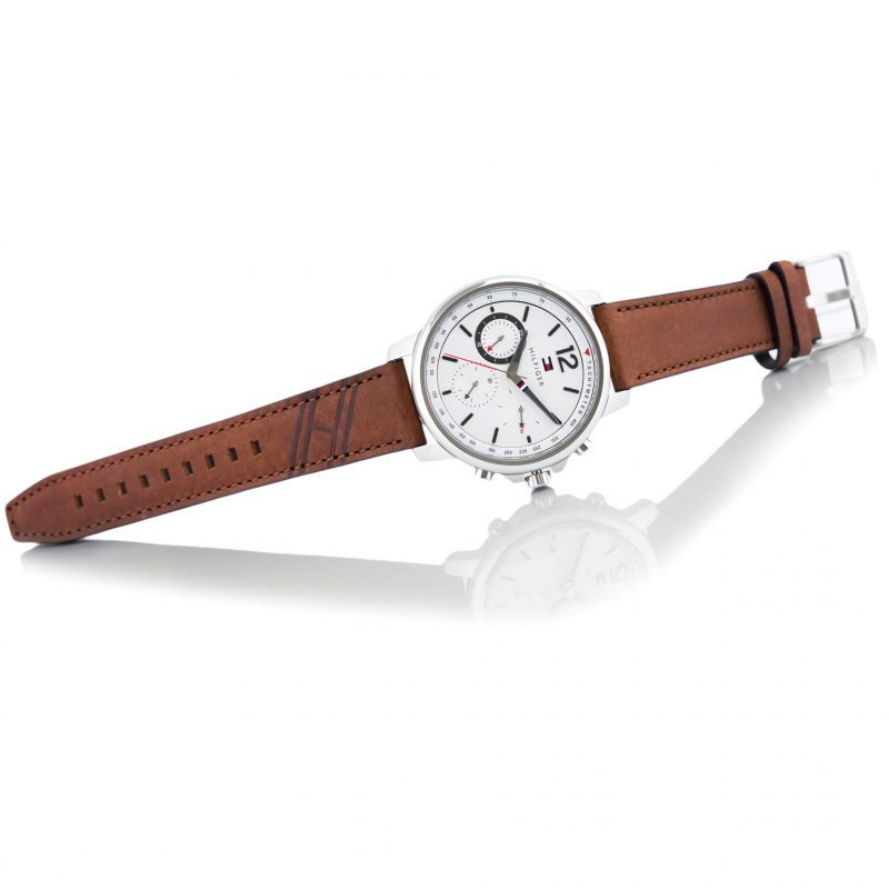 Tommy Hilfiger Landon Chronograph White Dial Brown Leather Strap Watch for Men - 1791531 Buy Now By Tommy Hilfiger