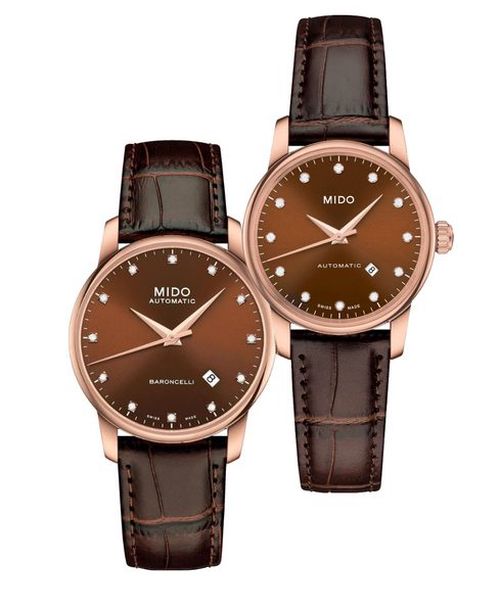 Mido Baroncelli III Automatic Diamonds Brown Dial Brown Leather Strap Watch For Women - M7600.3.64.8 Buy Now By Mido