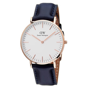 Daniel Wellington Classic Somerset White Dial Blue Leather Strap Watch For Women - DW00100123 Buy Now By Daniel Wellington
