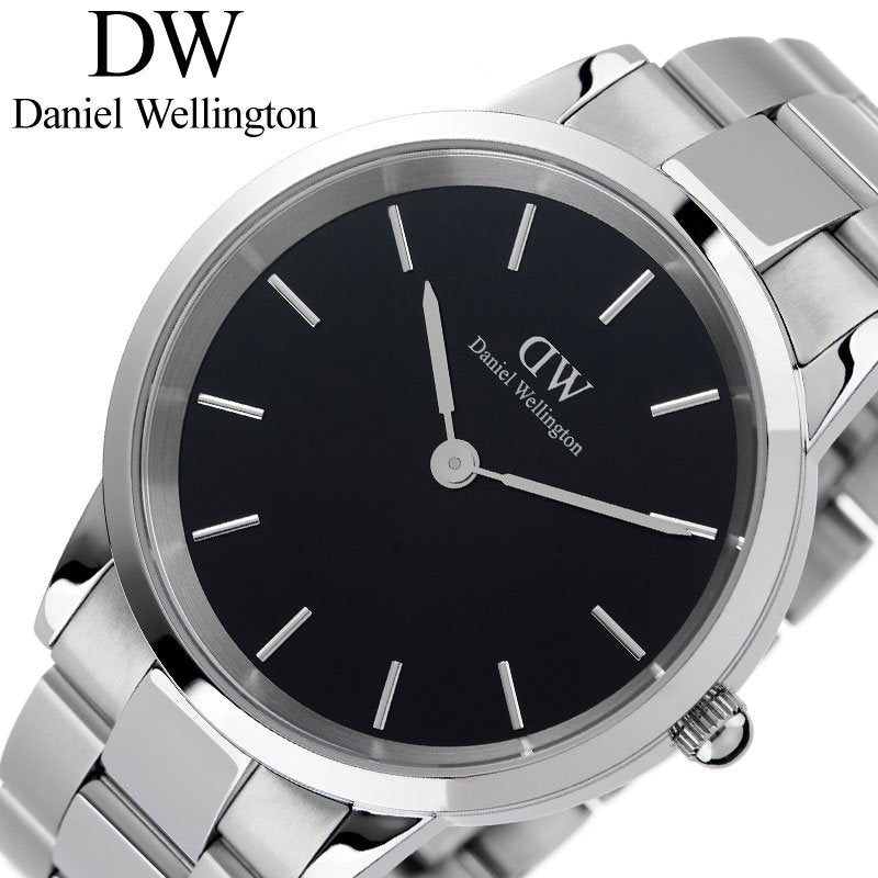 Daniel Wellington Iconic Link Black Dial Silver Steel Strap Watch For Women - DW00100342 Buy Now By Daniel Wellington